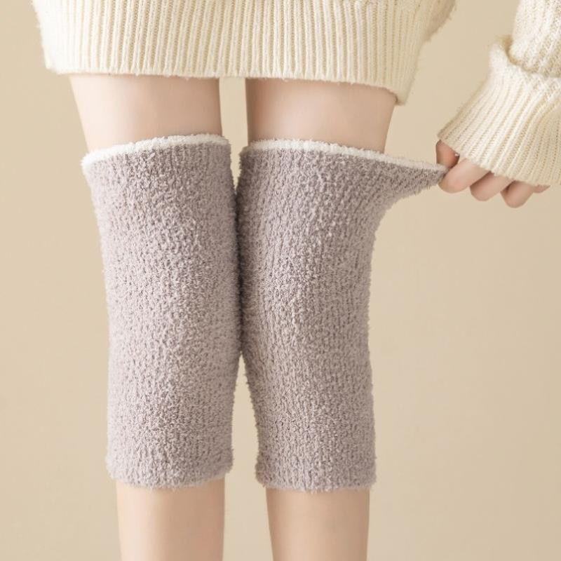 Women Fur Warm Knee Pads Winter Coral Fleece Thick Soft Leg Arthritis Kneepad Knee Warmer Running Knee Protector Long Socks