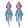 Luxurious European-American Rhinestone Rhombus Bridal Drop Earrings