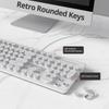 Wired Quiet Membrane Full Size 104 Keys Retro Punk Typewriter White with LED USB Ultra Slim Gaming Keyboard with ABS Round Keycaps for Keyboard,