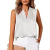 Blusa Estiva Casual da Lavoro da Donna Senza Maniche Scollo a V Rigate Raso Monocolore