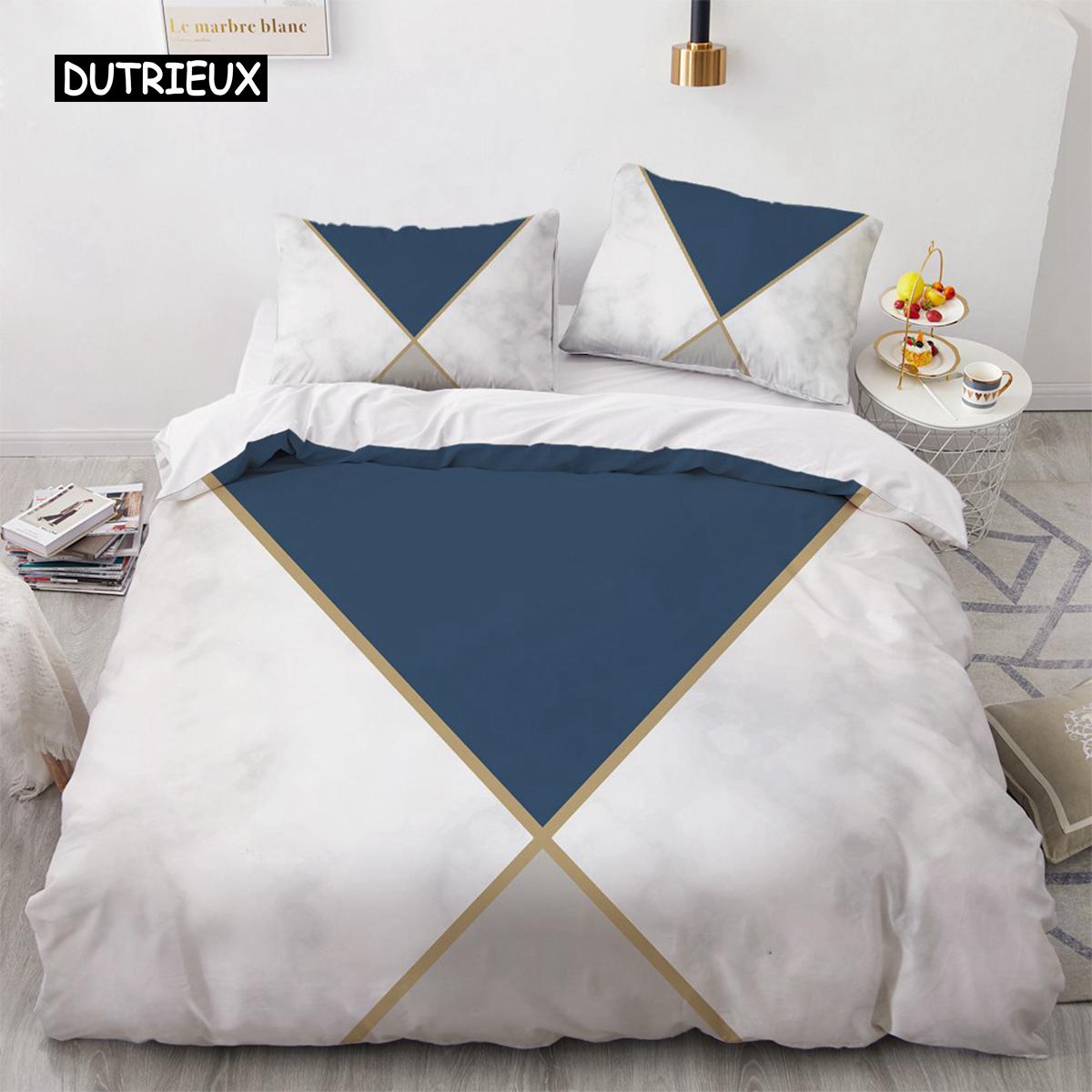 

Simple Marbling Bedding Sets European and American Style Bed Cover Luxury Comforter Geometry for Women Teens Room Decorations EU single(135x200cm)