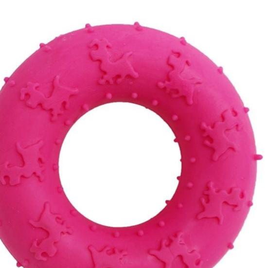 Pet Toy Donut Shape Interactive Throwing Catching Dog Toy Teeth Cleaning Massage Bumps Footprint Texture Bite-Resistant Pet Dog Chew
