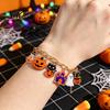 Halloween Charm Bracelet Bracelets for Women, Cute Spooky Pumpkin Cat Ghost Castle Pendant Acrylic Wrist Jewelry Bracelet, Adjustable Metal Drop Hand