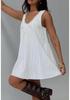 2026 Summer White Sleeveless Lace V-Neck A-Line Dress Women’s Vacation Style