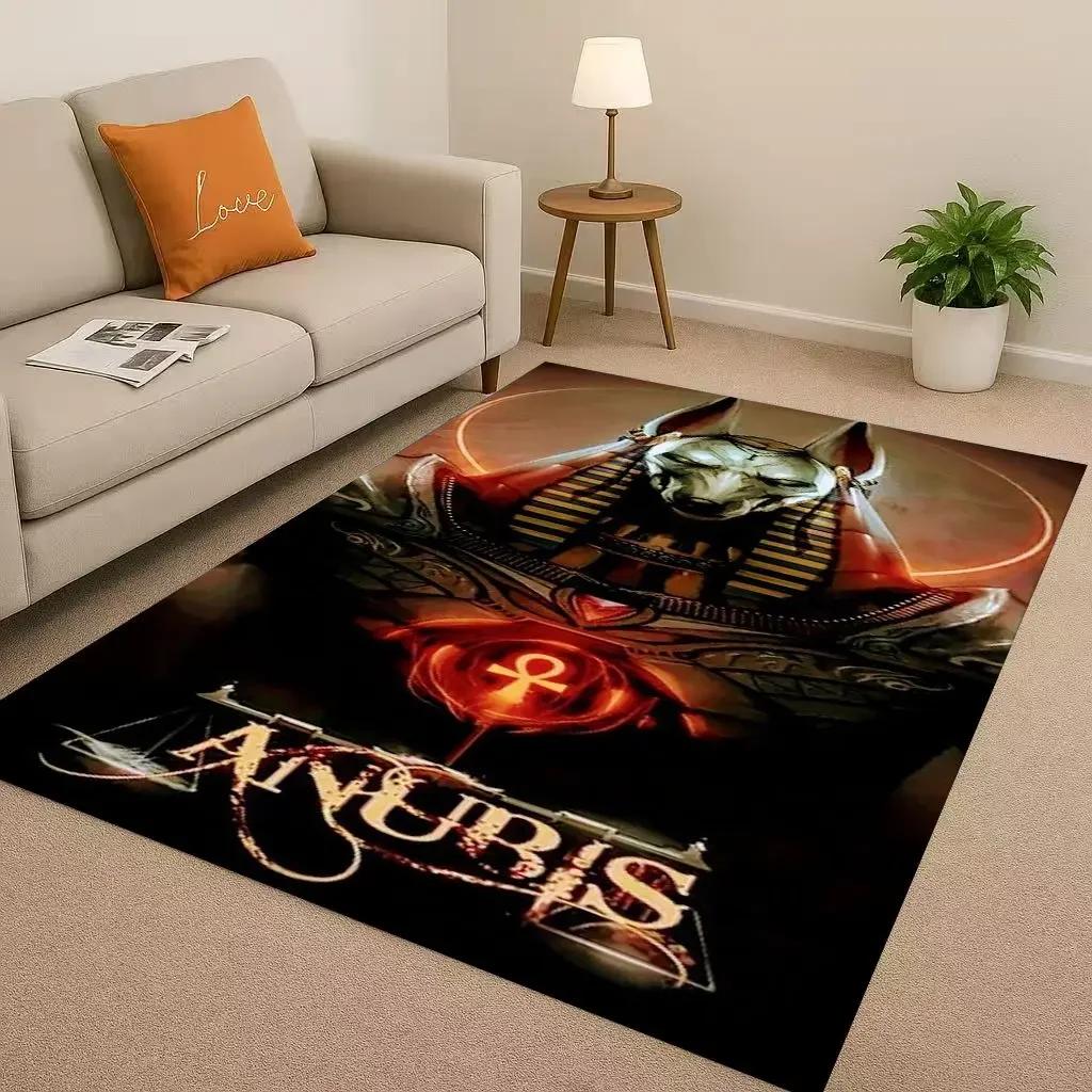 

Retro Dead God Anubis Pharaoh Ancient Egypt Cartoon Living Room Non-Slip Area Rug Carpet For Bedroom Playroom Sofa,Home Doormat 40x60cm( 15x23in )