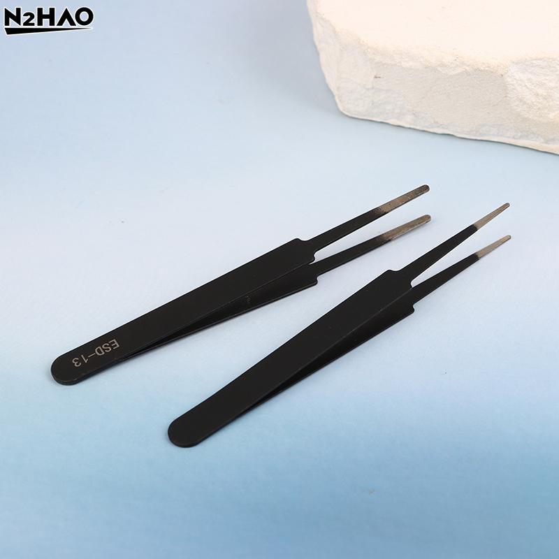 Precision ESD Anti-static Tweezers Set -6-pc Durable Stainless Steel Tool For Electronic Repair And Process Modeling, Bending&St