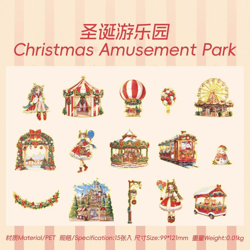 

15-Piece Cute Christmas Stickers, Adorable Holiday Patterns, for Journal & DIY Crafts