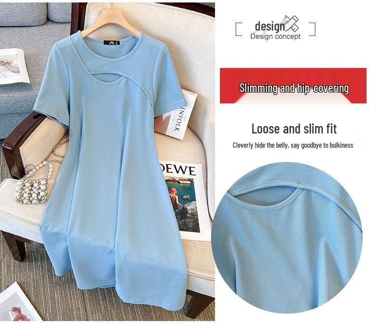 2024 Deformation Strategy Plus Size Women's Short-Sleeve Dress, 120-350 Jin, Niche Design