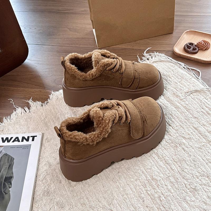 Women's thick-soled winter fur one lightweight warm anti-cold padded snow boots non-slip wear casual sneakers cotton boots Le Fu shoes