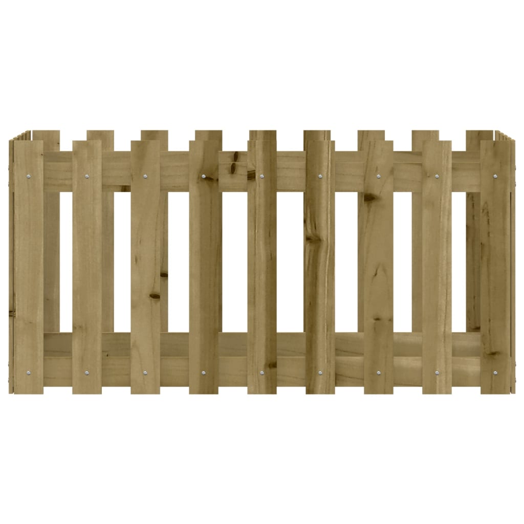 Vidaxl Garden Flower Bed With Fence, 100X50X50 Cm, Impregnated Pine
