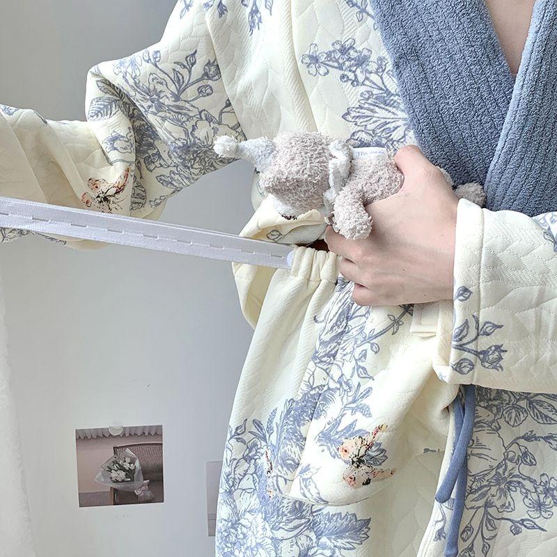 Air Cotton Nursing Clothes Autumn Winter Postpartum Nursing Two-piece Cotton Women Pajamas Spring V-neck Warm Homewear