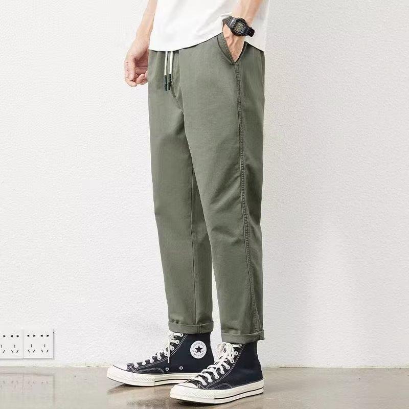 Casual Pants Spring and Autumn Thin Pants Men's Ins Guochao Overalls Simple and Loose 9-point Tide Brand Straight Nine-point Pants