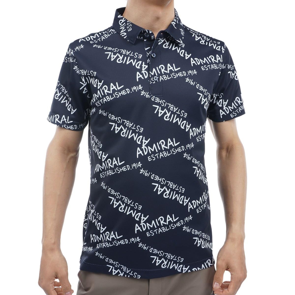 

Классическая мужская рубашка Admiral Golf с принтом случайного логотипа, темно-синяя