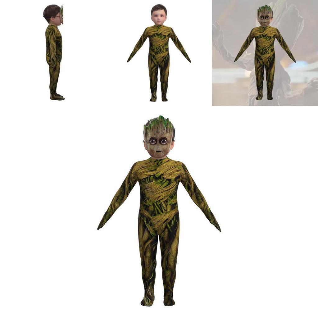 Premium Milk Silk Fabric Groot Cosplay Jumpsuit Suitable For Boys