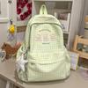 Schoolbag fog gray milk grid star embroidery backpack Japanese soft sister large capacity backpack junior high school girls fresh schoolbag