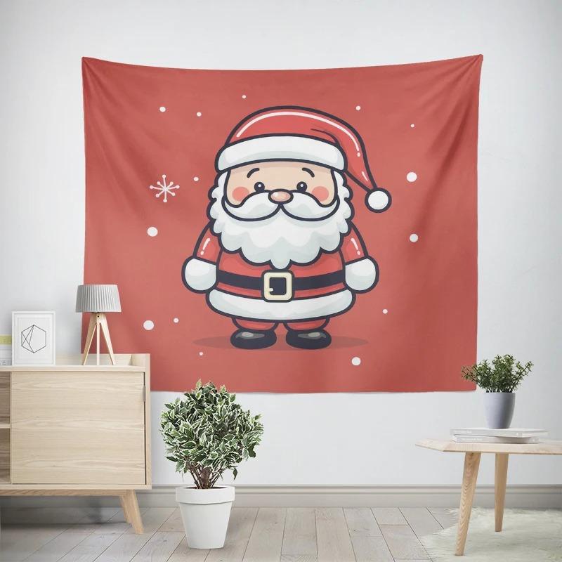 Christmas New Year Cartoon Santa Claus Pattern Living Room Bedroom Decorative Tapestry
