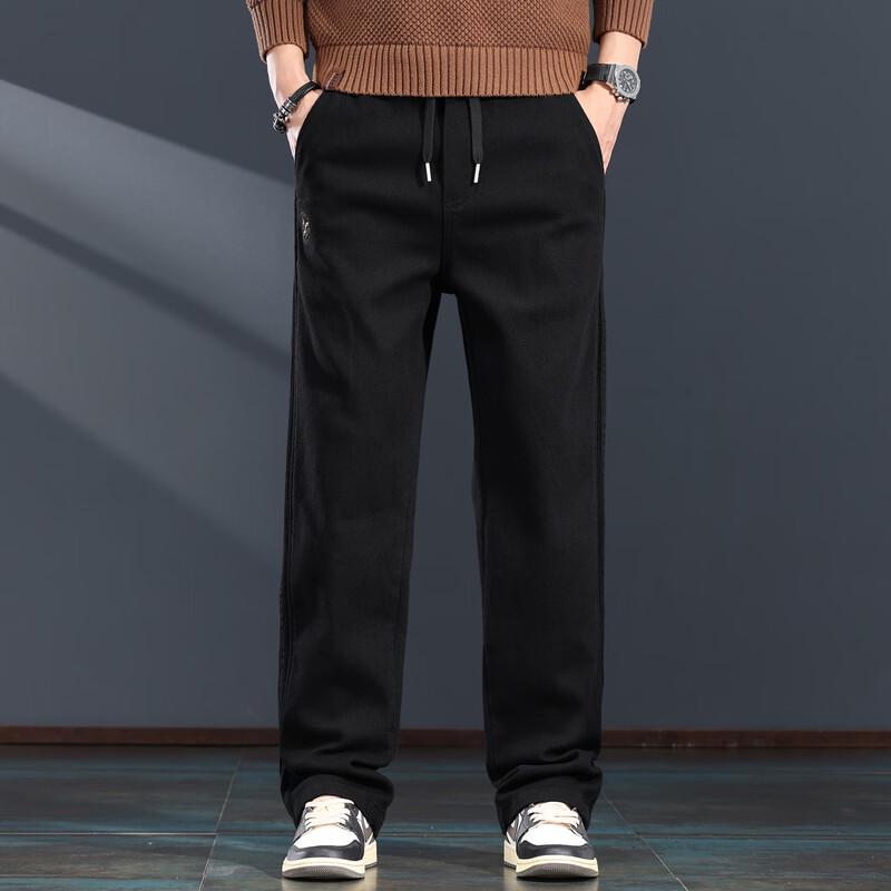 

Jieleinuo Men s Loose Straight-Leg Denim Pants S