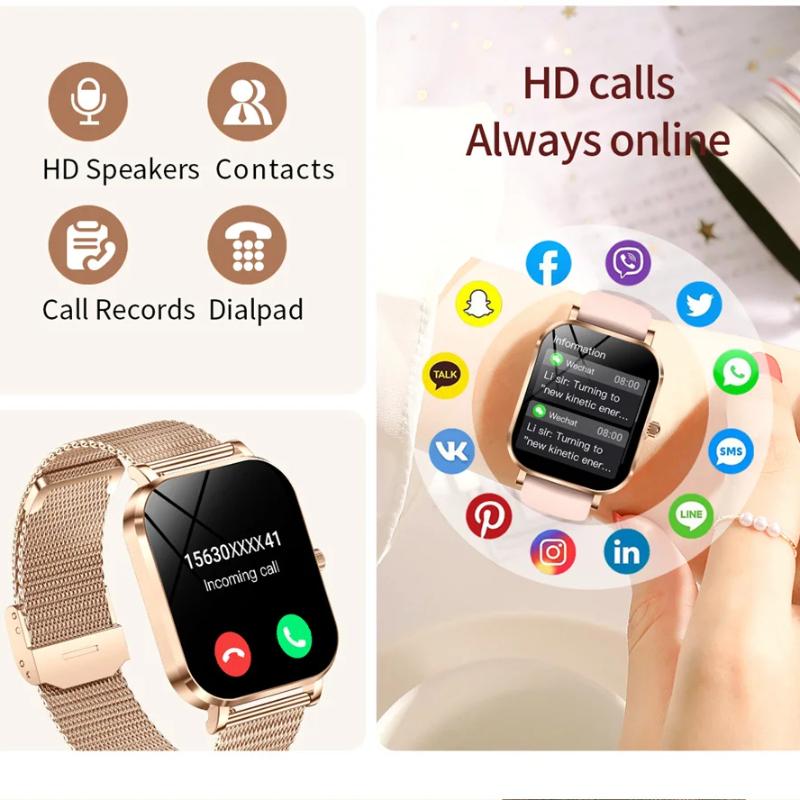 2025 Nová Móda Dámské Chytré Hodinky AMOLED HD Displej Monitorování Srdeční Frekvence Kyslíku v Krvi BT Volání Sportovní Chytré Hodinky Žena pro IOS Android