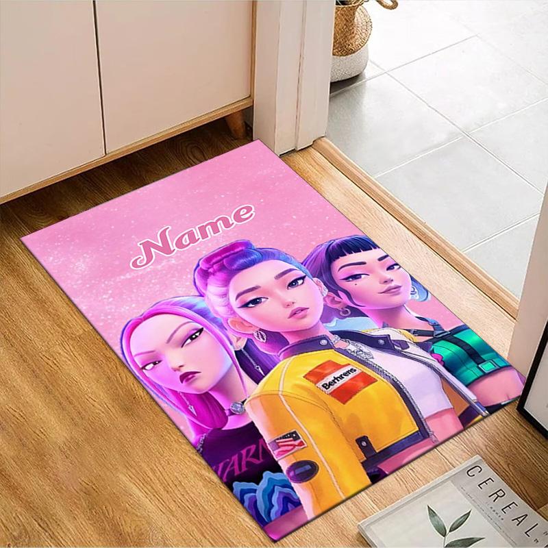 Custom Name Fantasy Night Trio K-Pop Rug for Living Room, Game Rooms, Office, Bedroom, Floor Mat Playful Design, fan gifts Christmas decor