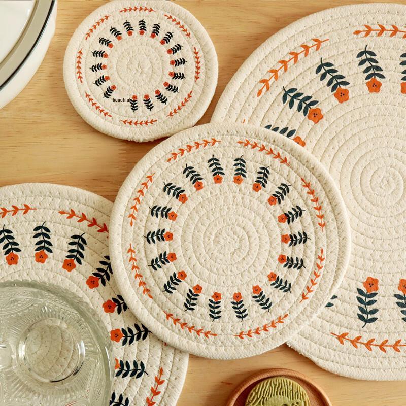 Nordic Cotton Linen Printed Coaster Set