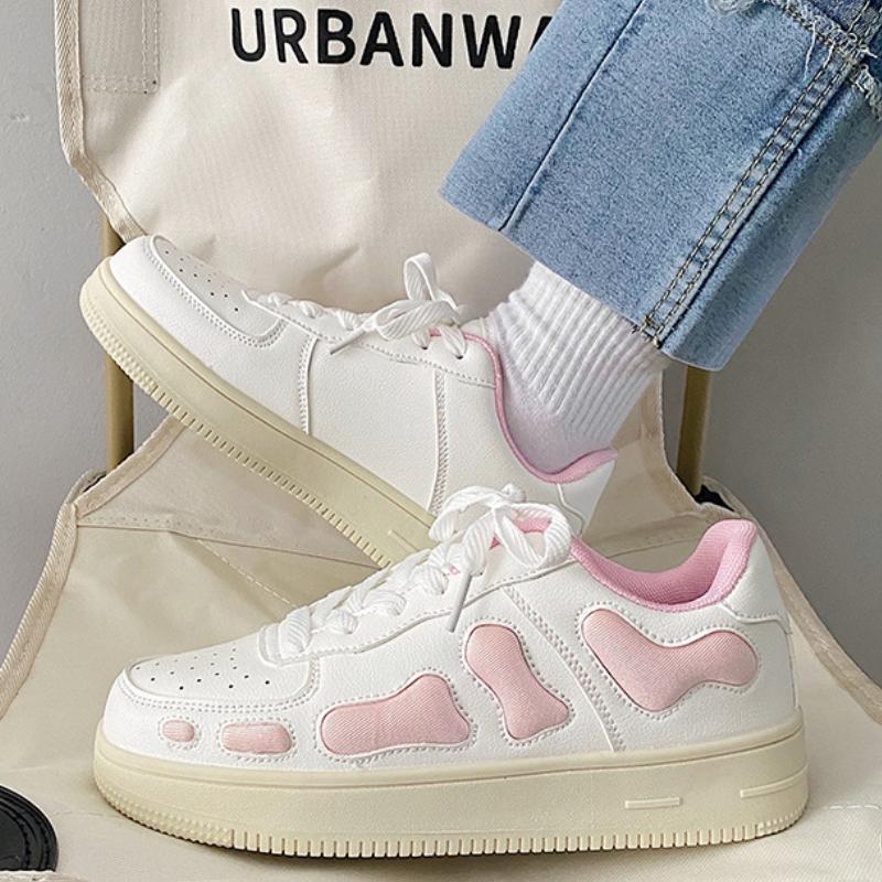 Simple and Versatile Pink Small White Shoes 2024 New Fashion Wear Resistance Anti Slip Spring and Autumn Women's Cricket Shoes