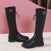 Women's Fashion Lace-up Belt Buckle Not Tired Feet Thick Sole Soft Elastic Comfortable Shock Absorption Waterproof Non-slip Casual Sports High Boots