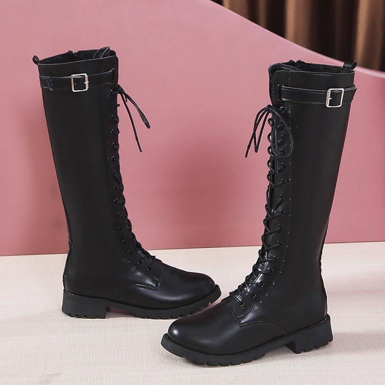 Women's Fashion Lace-up Belt Buckle Not Tired Feet Thick Sole Soft Elastic Comfortable Shock Absorption Waterproof Non-slip Casual Sports High Boots