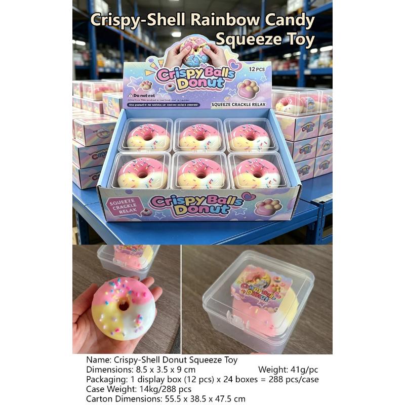 Crispy Squeeze Toy Rainbow Candy Handmade Ball Fidget Toy Stress Relief Squishy Donut Squeeze Toy Slow Rebound For Adult Gift