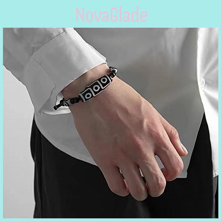 Etnisk Agat Keramisk Dzi Pärlarmband För Män Och Kvinnor Konstnärlig Design