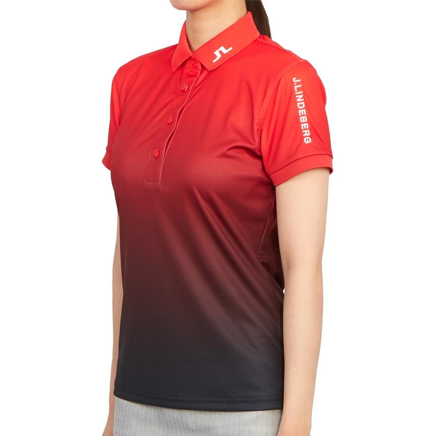 J.LINDEBERG Tour Tech Print Polo Gradient Logo Short Sleeve Polo Women Tops Red GWJT08086-G136