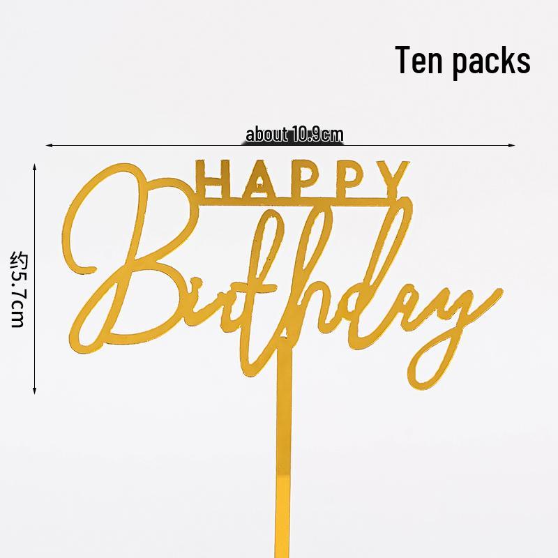 50 Stück Goldene Acryl-Kuchenstecker - Geburtstag, Festival, Muttertagsfeier