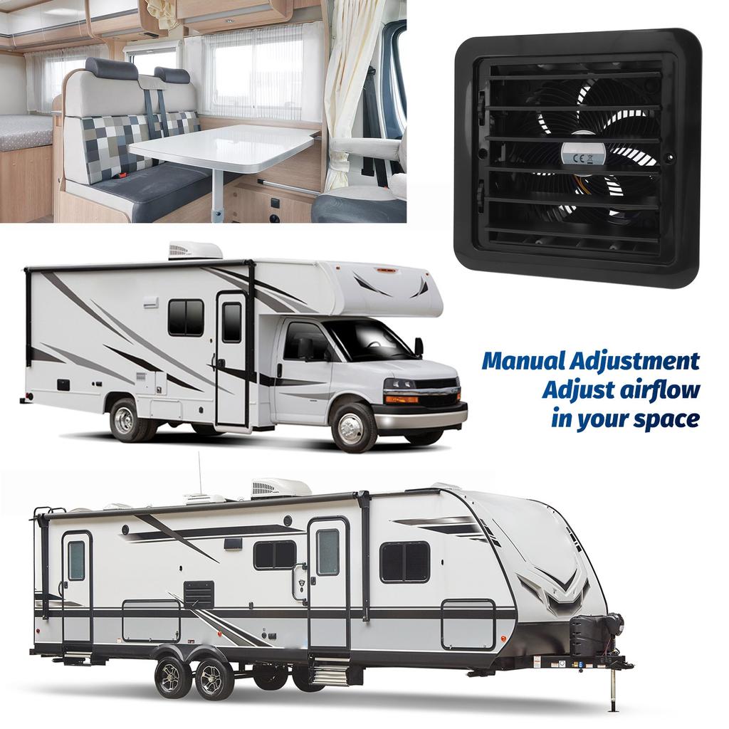 RV Side Vent Fan 12V 5W Manual Adjustment Side Ventilation Exhaust Fan for Campervan Trailer Boat Yacht