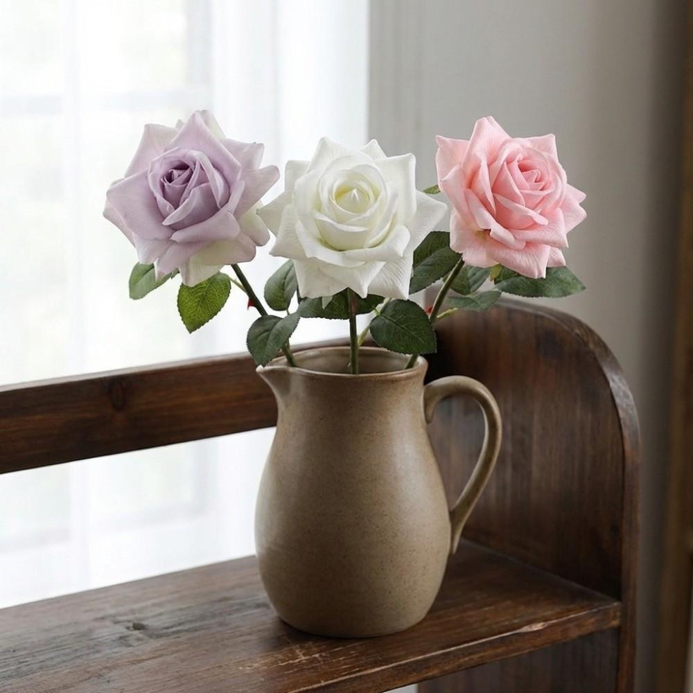 Realistic Artificial Rose Flower Real Touch Faux Rose Branch Simulation Big Rose Wedding Party