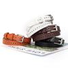 Womens Pu Leather Belt No Punching Required With Silver Buckle And Hollow Design