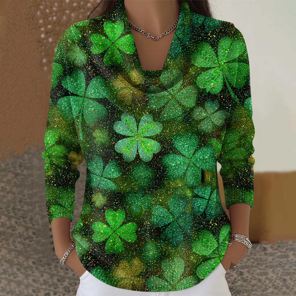 Dámský ležérní a módní svetr s dlouhým rukávem a potiskem, kulatým výstřihem