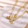 Imitation Pearl Pendant Necklaces For Women Stainless Steel Zircon Heart Charm Clavicle Chain Necklace Aesthetic Jewelry Gift