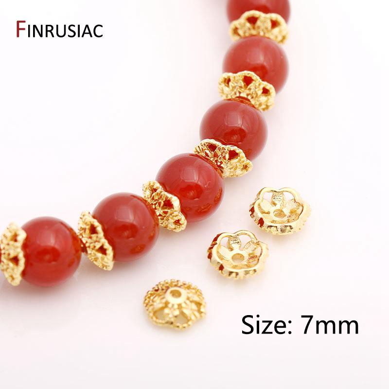 

7mm Fancy Bead Cap 14K Gold Plated Brass Flower Bead Cap For DIY Jewelry Making Supplies Accessories Wholesale 10 pieces