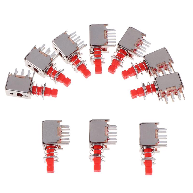 10Pcs Directly Key Switch A03 Ps-22F03 6Pins Self-Locking Power Switches Red