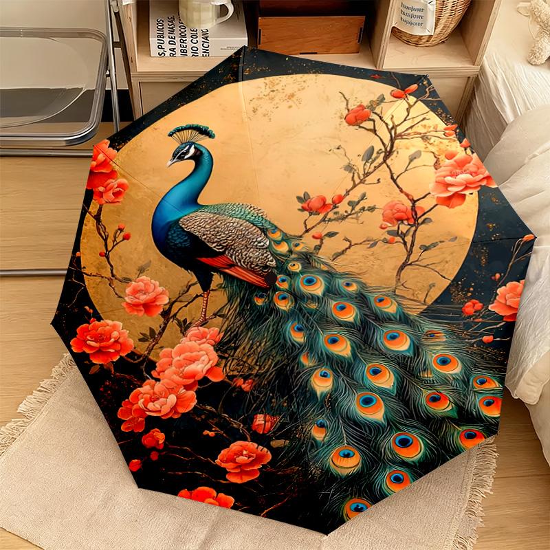 1PC Peacock Starry Night Automatic Umbrella - Suitable Travel Outdoor Portable Umbrella Birthday Gift Daily Essentials