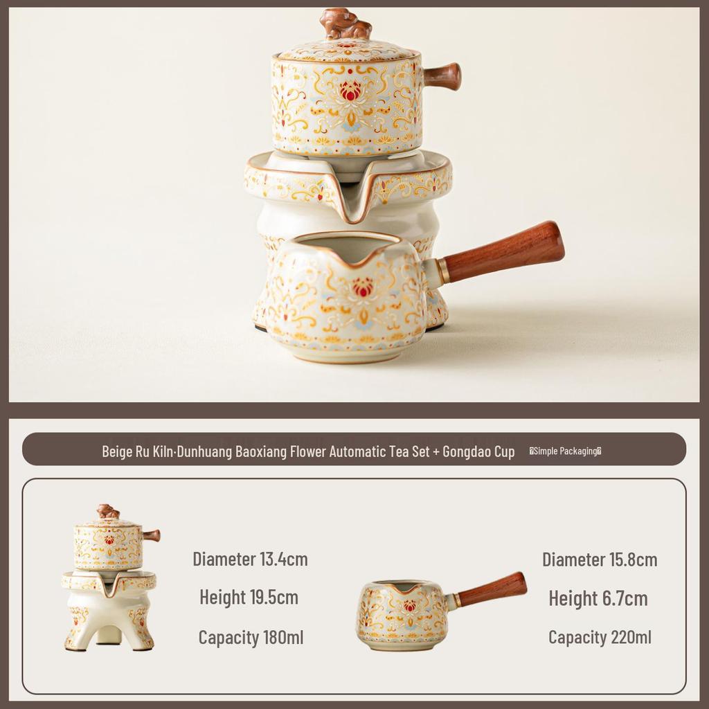 Dunhuang Automatic Tea Set: High-Grade Ru Kiln Brewing Artifact - Ideal Gift for Leaders, Elders, and Business Occasions
