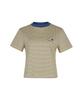 KANDINI Yellow (Blue) Jacquard Round Neck Short Sleeve Tee