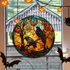 PVC Halloween Glass Stickers Horror Castle Cat Static Film Glue Free   Halloween Party