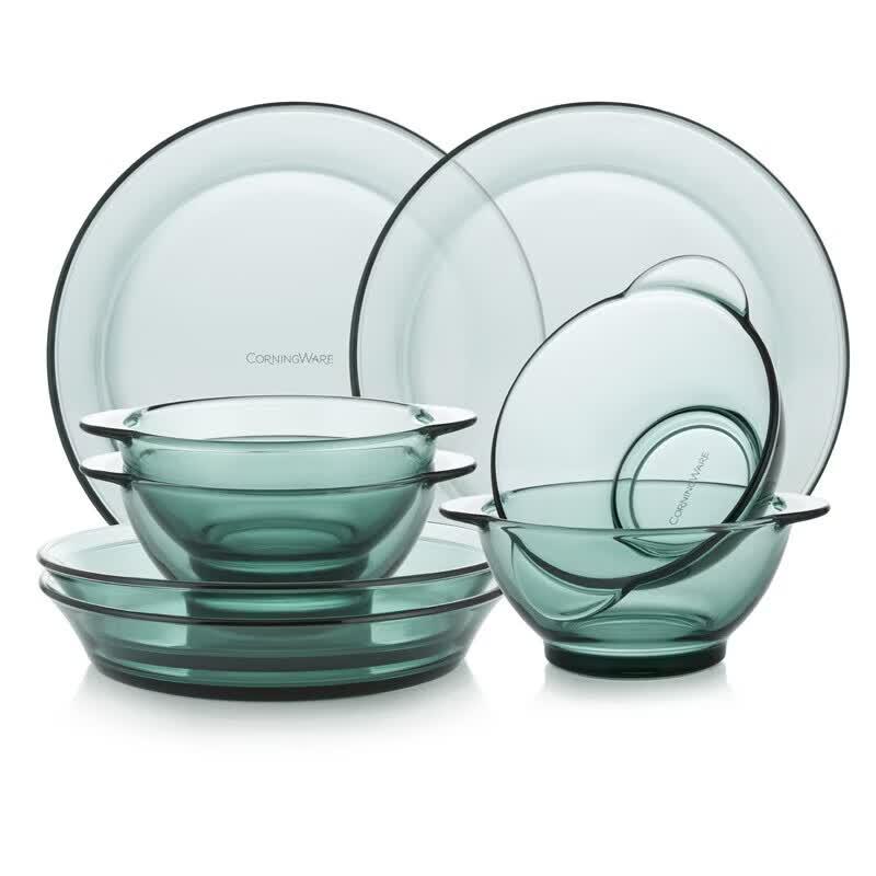 Corning Lake Green 8-Piece Heat-Resistant Glass Dinnerware Set