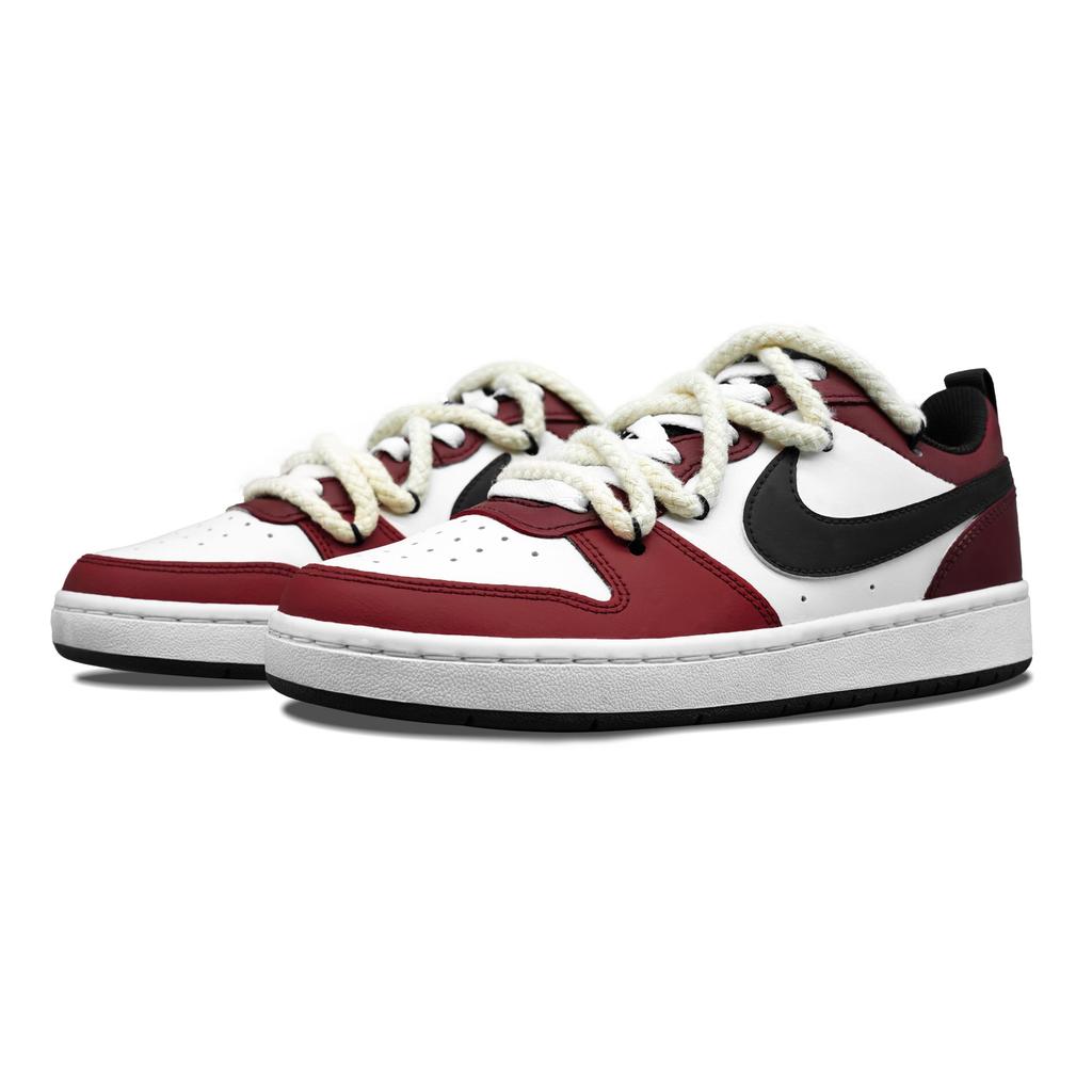 Nike Court Borough Passionate Slip Resistant Lightweight Low Top Skateboard Shoes GS Red White Black BQ5448-115(Team282-)