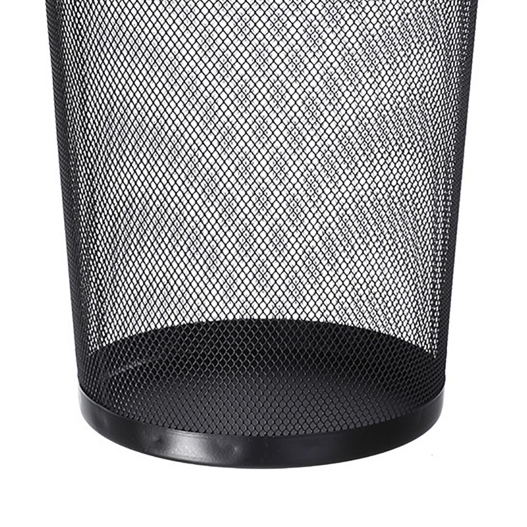 Metal Mesh Trash Can Round Open Waste Basket Garbage Container Bin for Home Kitchen Bathroom Office Room Black
