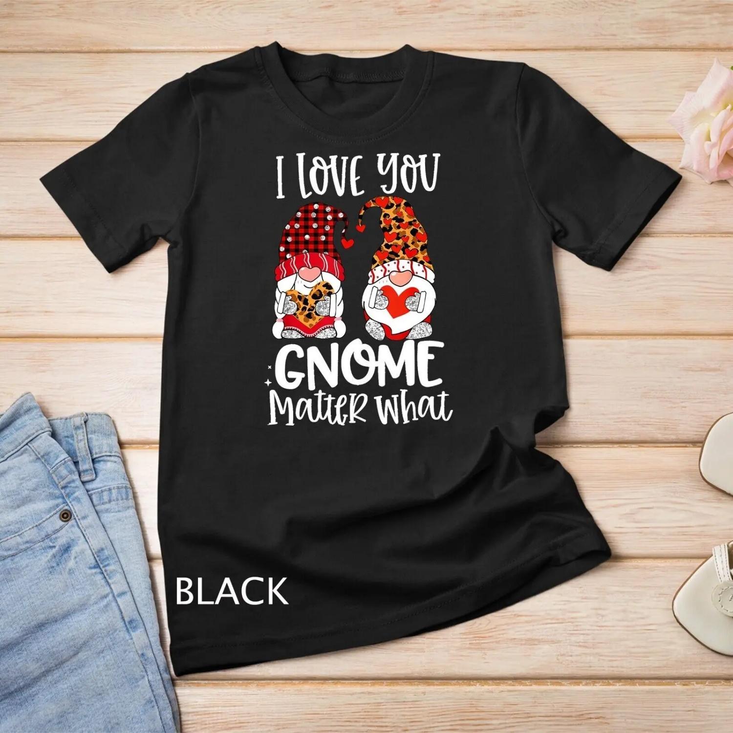 I Love You Gnome Matter What Buffalo Plaid Valentine s Day T shirt S