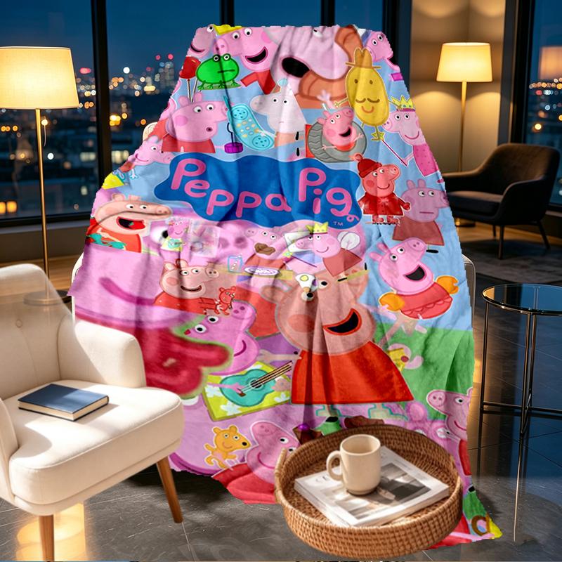 Peppa Pig Print Blanket - Soft & Comfortable, for Bedroom, Travel, Sofa, Home Decoration - Birthday Christmas Gift for Friend