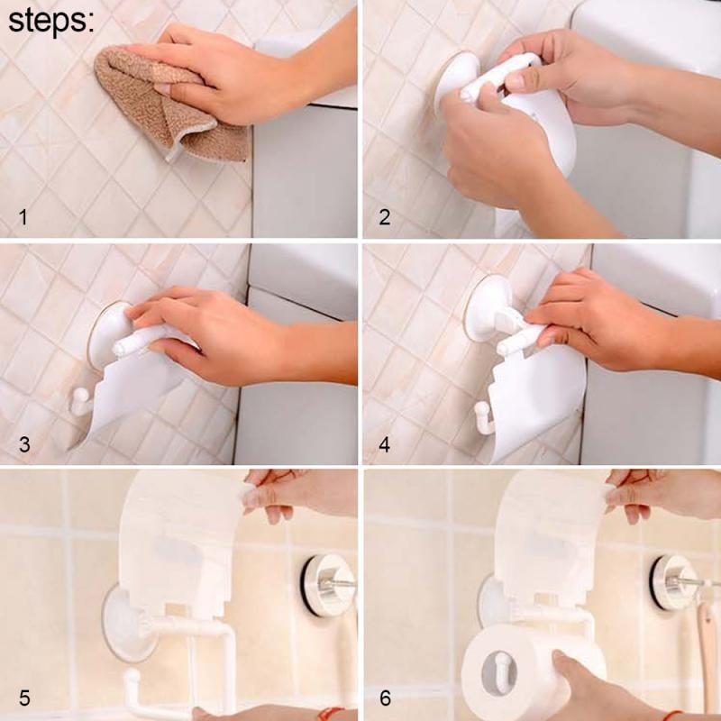 Plastic Suction Cup Toilet Paper Holder Bathroom Wall Mounted WC Paper Phone Holder Shelf Towel Roll shelf Bathroom Accessories