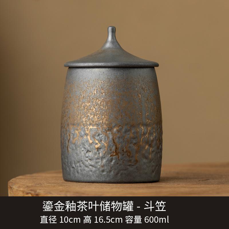 Creative Gilded Ceramic Tea Jar Household Sealed Moisture-proof Storage Jar Candy Food Container Desktop Ornament Art Decoration