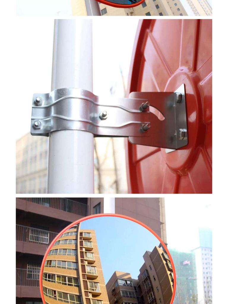 Reflective Convex-Concave Safety Mirror for Indoor/Outdoor Traffic and Garage Corners